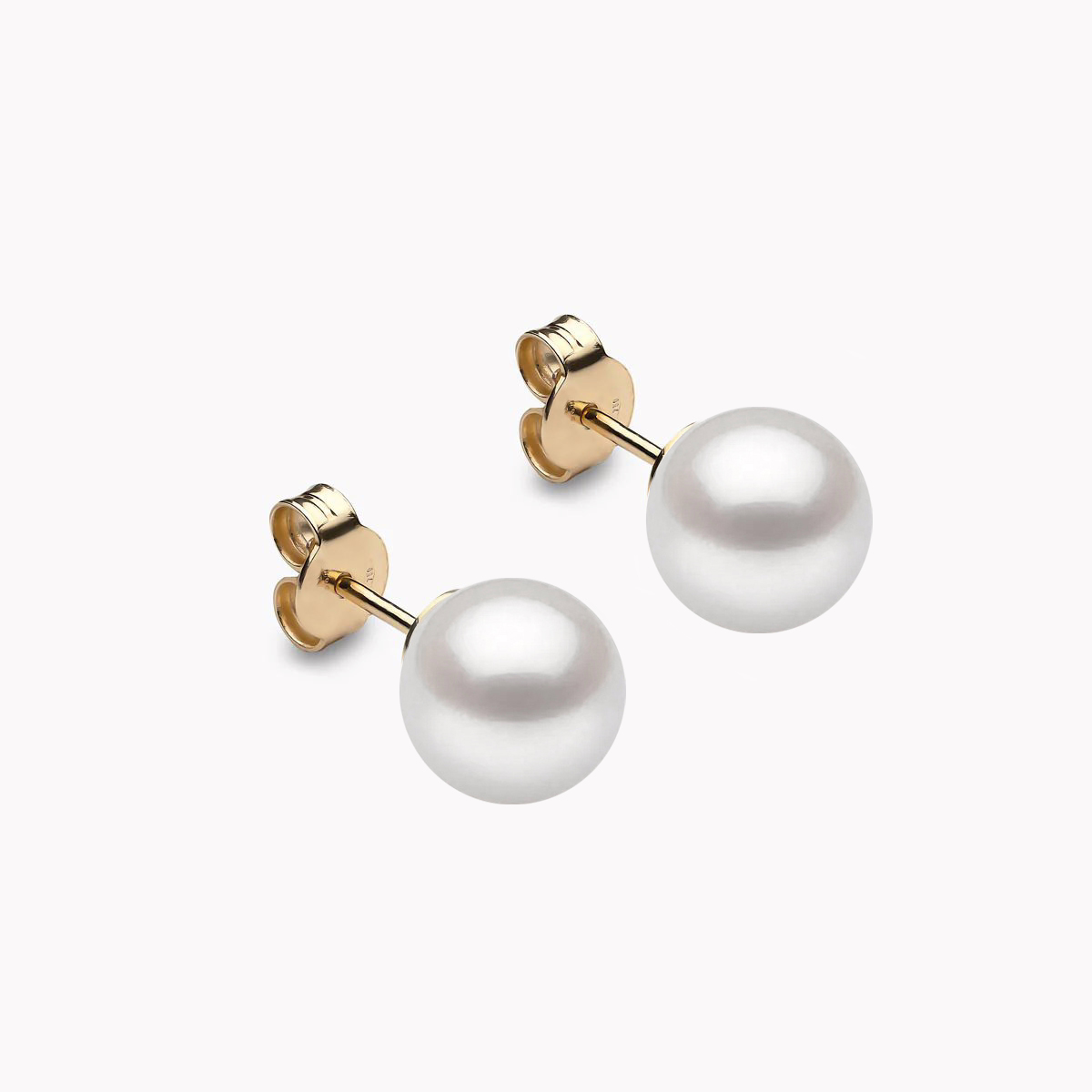 Weiβe Akoya Perlen Ohrstecker 8mm mit 18k gelb gold