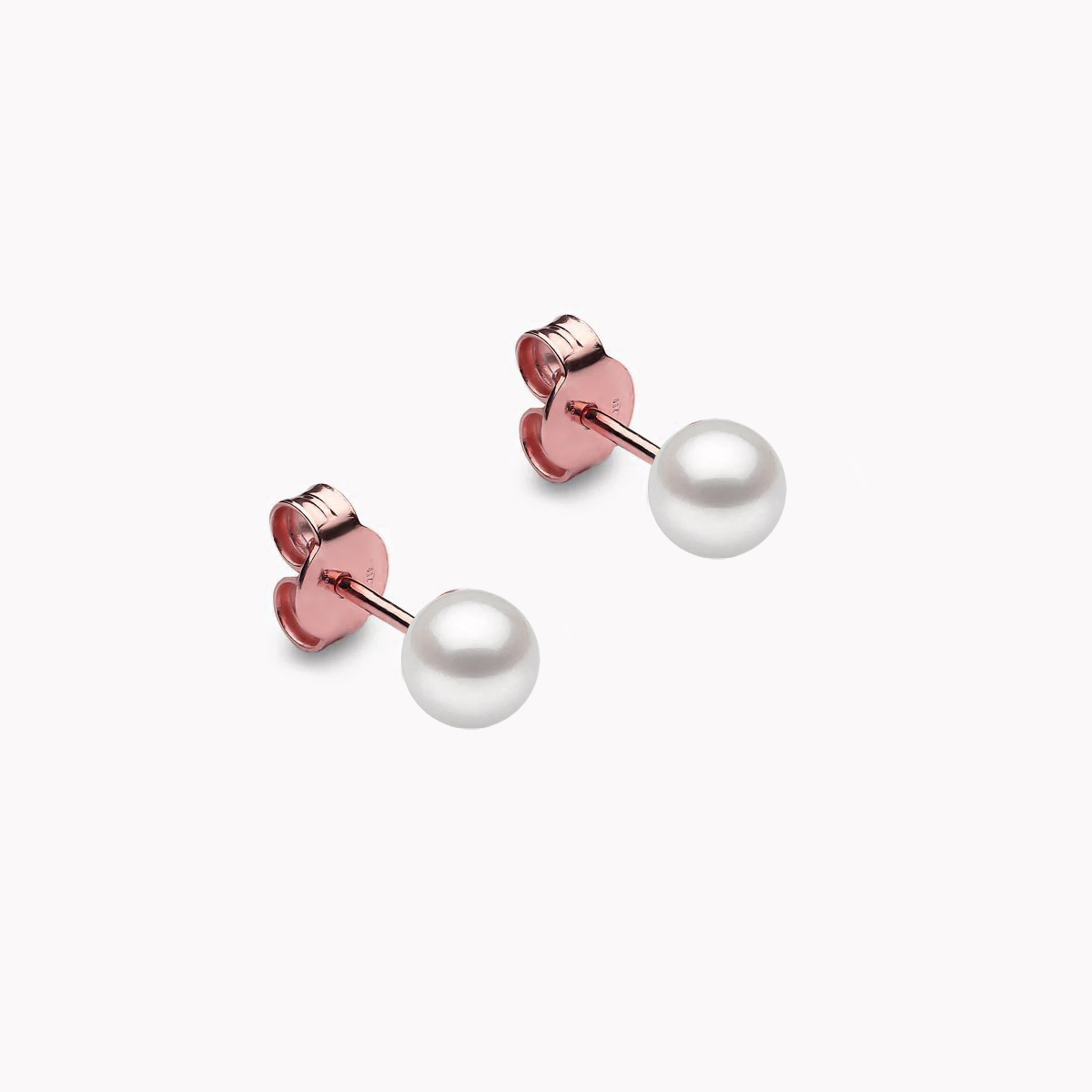 Weiβe Akoya Perlenohrstecker 5.0mm 18k rosagold