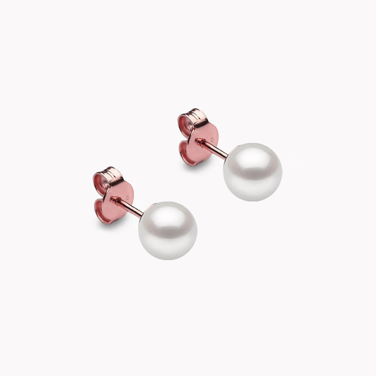 Weiβe Akoya Perlenohrstecker 6.0mm 18k rosagold