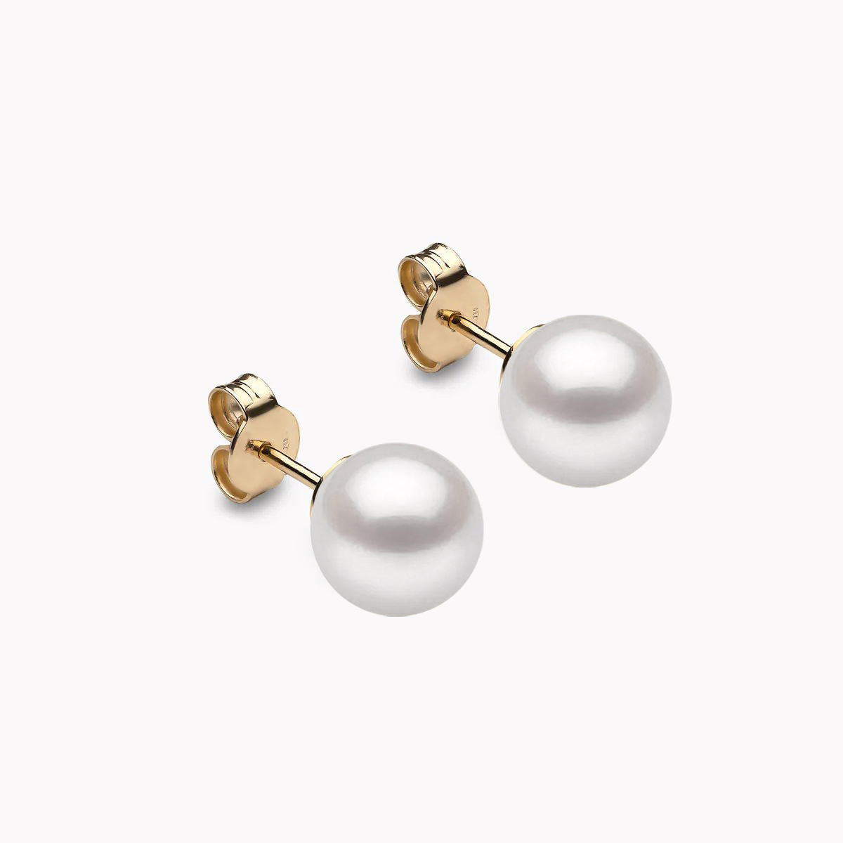 Weiβe Akoya Perlenohrstecker 7.5mm 18k Gelbgold