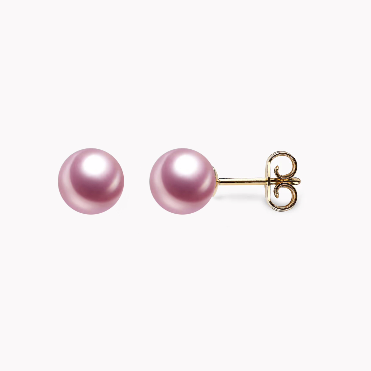 lavendel Süßwasser Perlen Ohrstecker 7mm aus 18k gelbgold