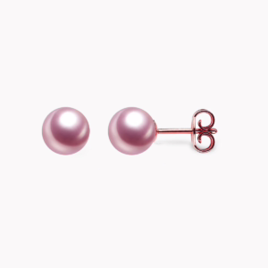 lavendel Süßwasser Perlen Ohrstecker 7mm aus 18k rosegold