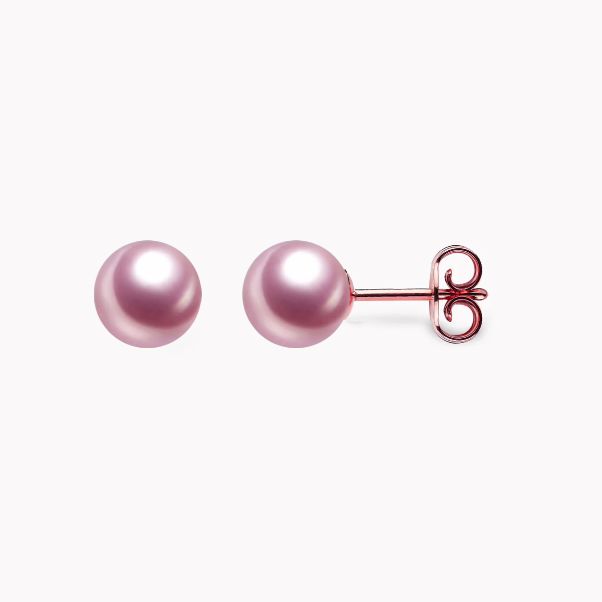 lavendel Süßwasser Perlen Ohrstecker 7mm aus 18k rosegold