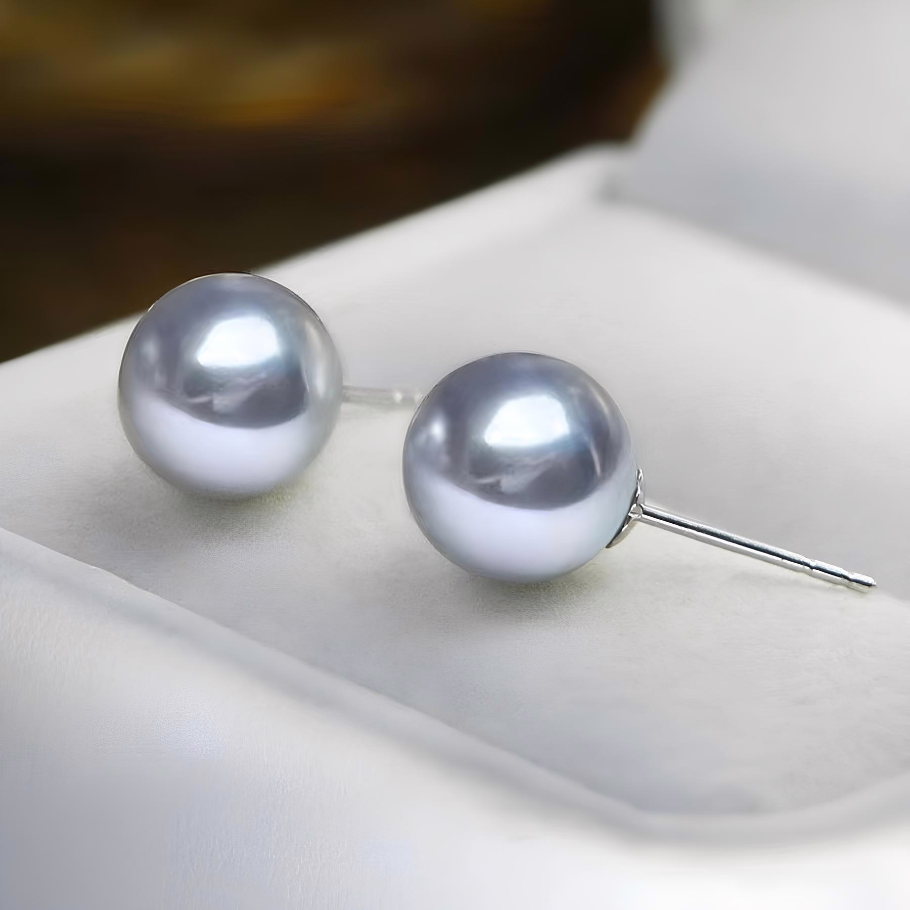 silber graue akoya-perlen ohrstecker