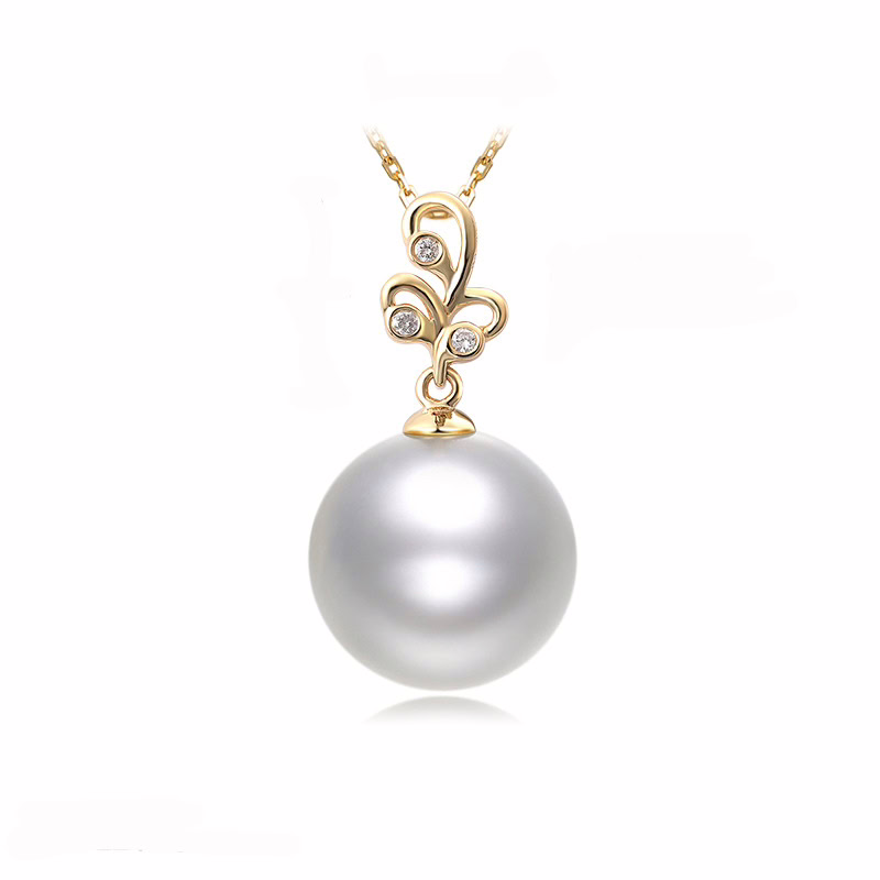 Perlenanhänger gold mit Diamanten und weiβe Perle