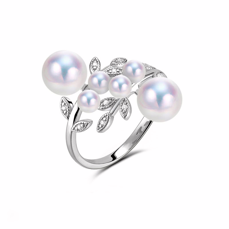 Akoya Perlenring gold / weissgold mit diamenten