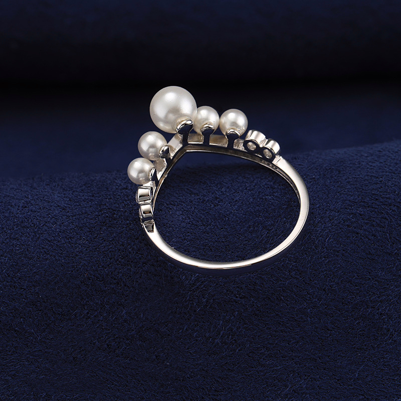 3.5-5.0mm AAA Akoya Perlenring Weiβgold mit Diamanten – Bild 4