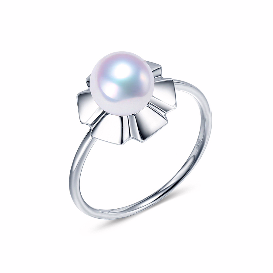 Gold Ring mit Perle aus Akoya modern