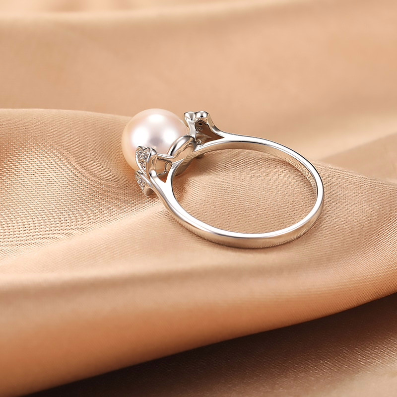 9.0-10.0mm AAA Akoya Perlenring Weiβgold mit Diamanten – Bild 5