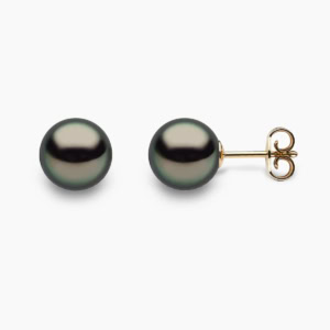 Tahiti Perlenohrstecker 8-9mm 18K Gelb Gold