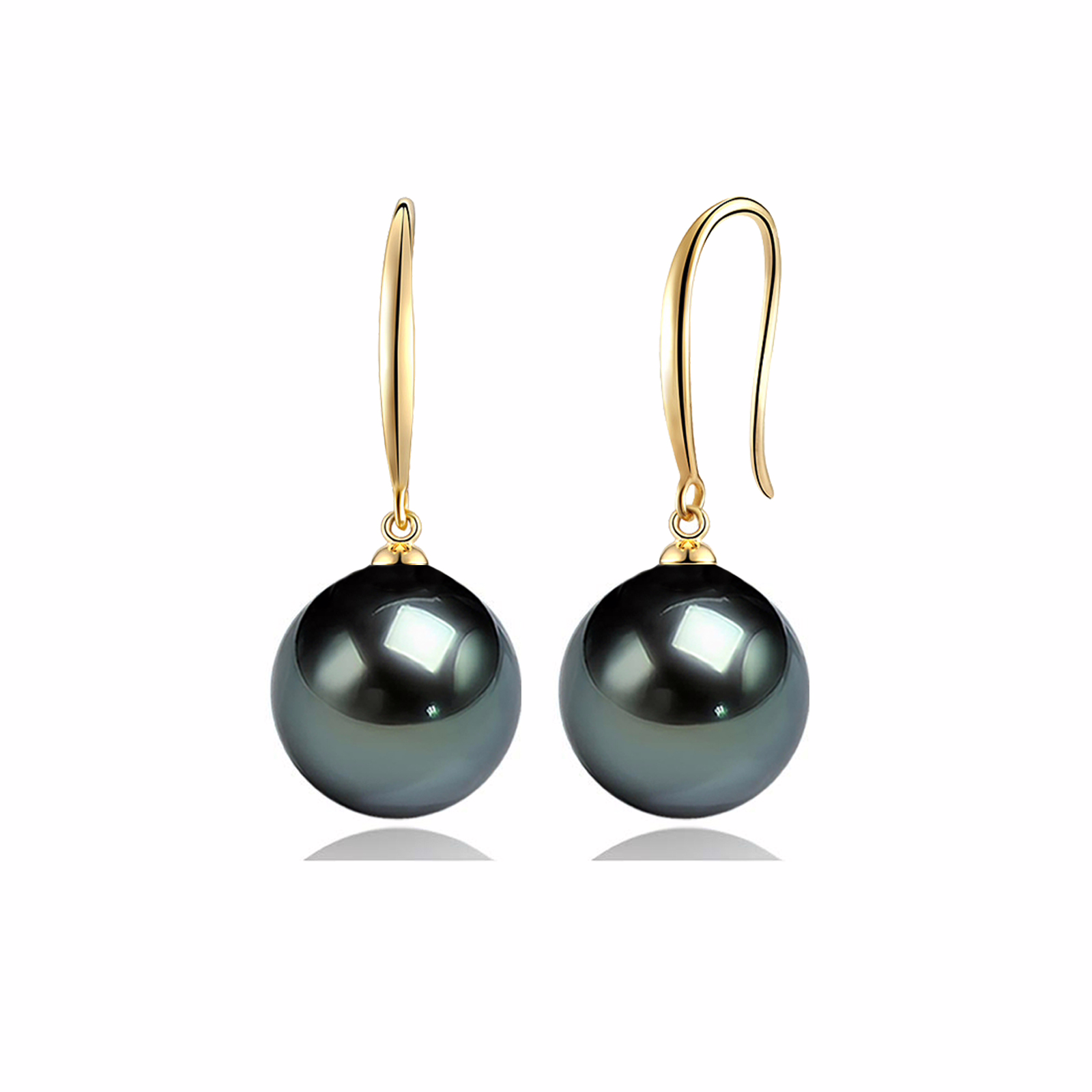 10-11mm-Schwarze Tahiti Perlen Ohrringe hängend