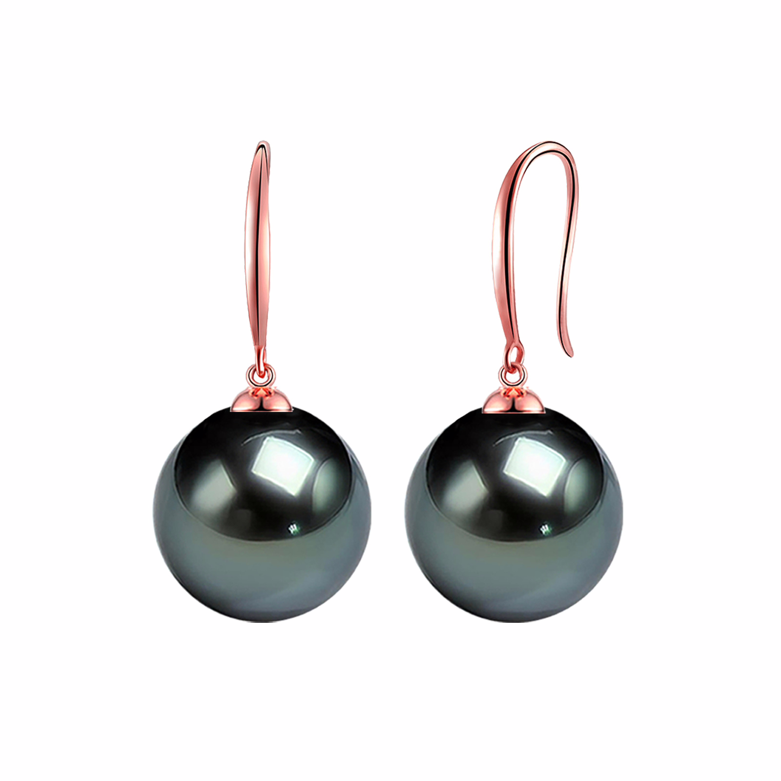 12.0mm AAA Runden Schwarze Tahiti Perlen Ohrringe hängend – Bild 3
