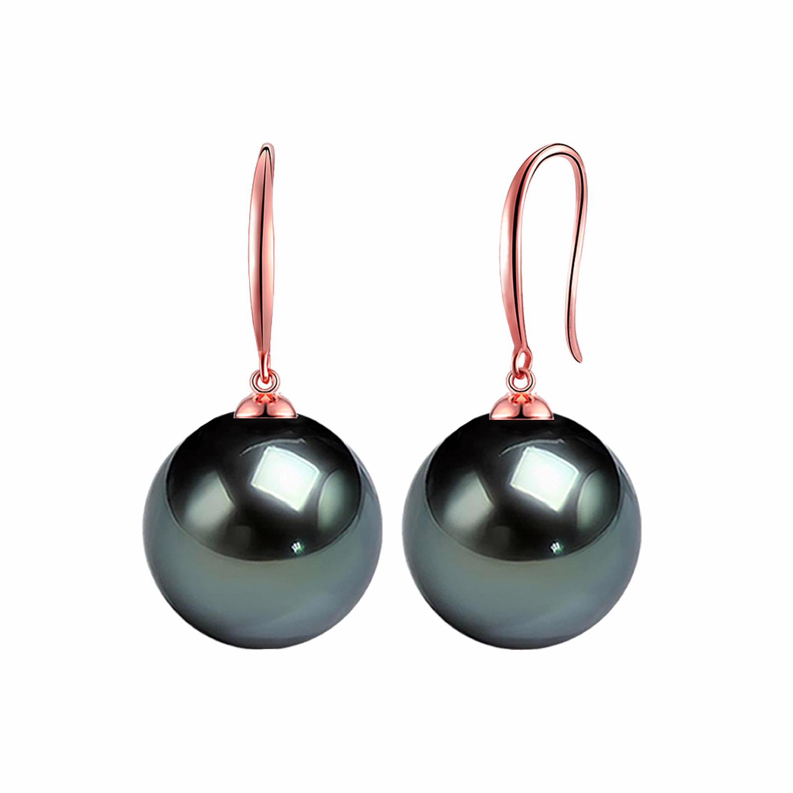13.0mm AAA Runden Schwarze Tahiti Perlen Ohrringe hängend – Bild 3