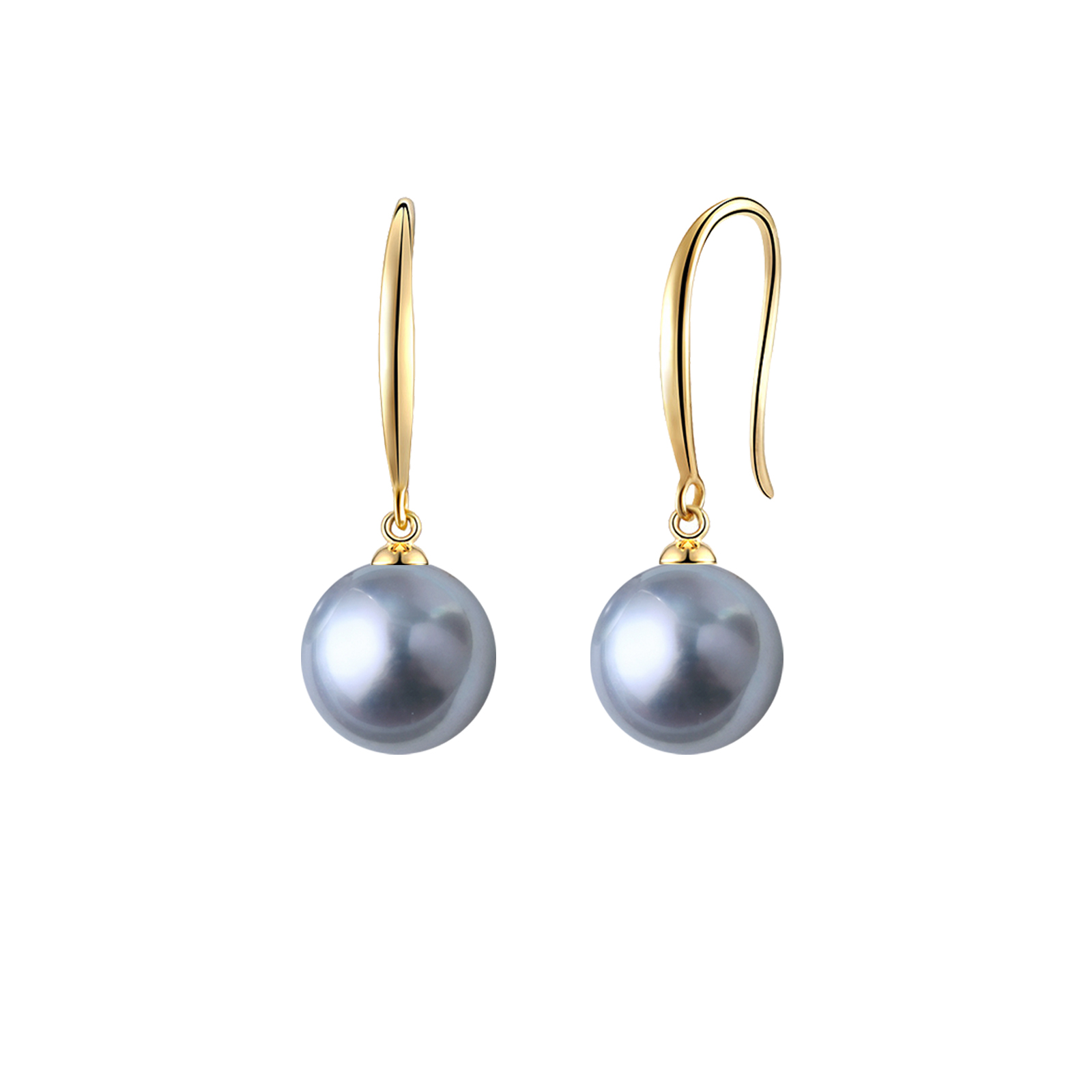 7.5-8mm Silberblau Akoya Perlen Ohrhanger aus 750er gelbgold