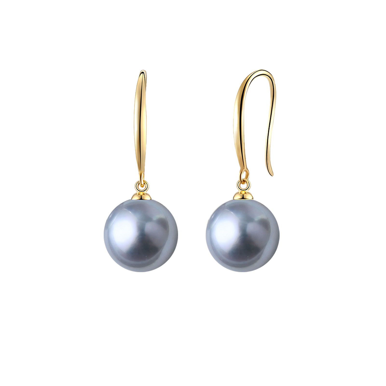 8-8.5mm Silberblau Akoya Perlen Ohrhanger aus 750er gelbgold