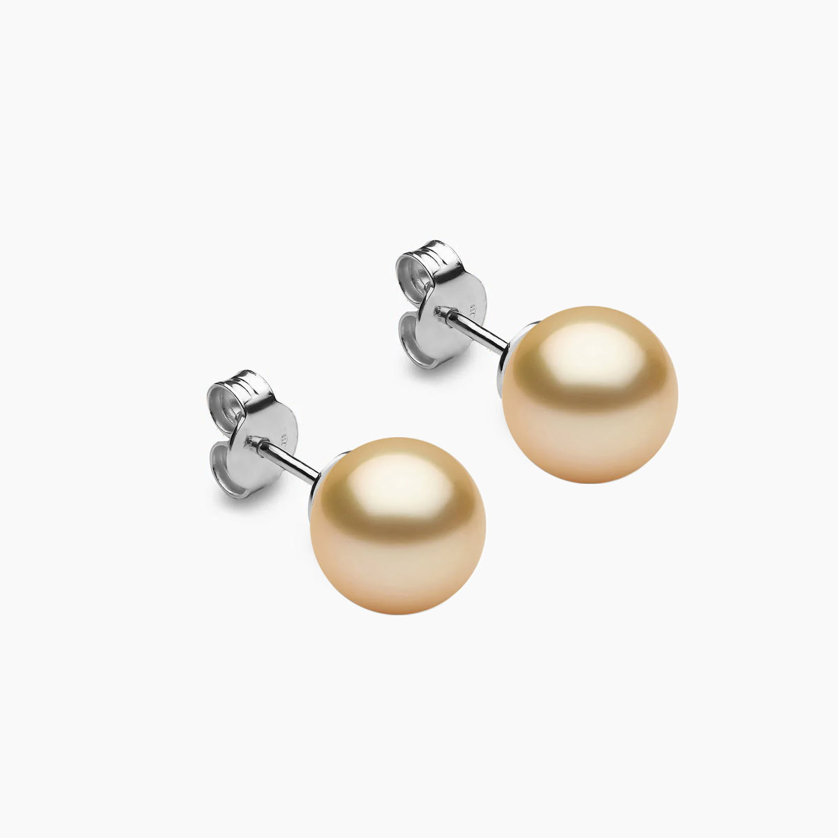 Goldene Südsee Perlenohrstecker 8mm mit 18k Weiße Gold