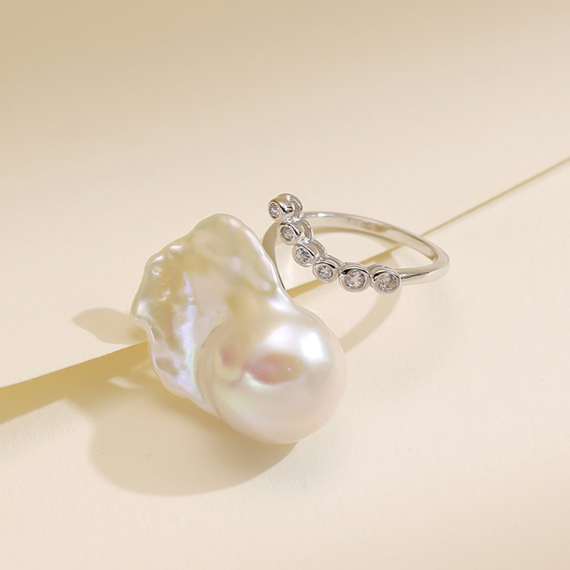 Barock Perlen Ring Aus Silber