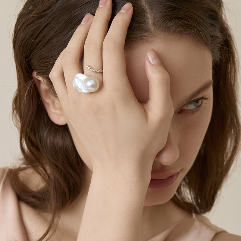 Barock Perlen Ring Aus Silber