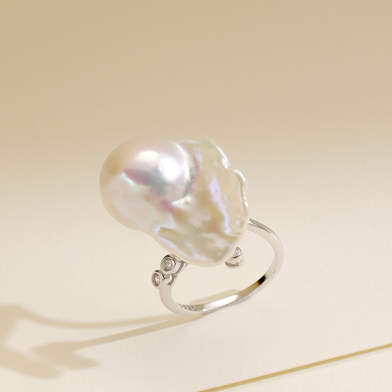 Barock Perlen Ring Aus Silber