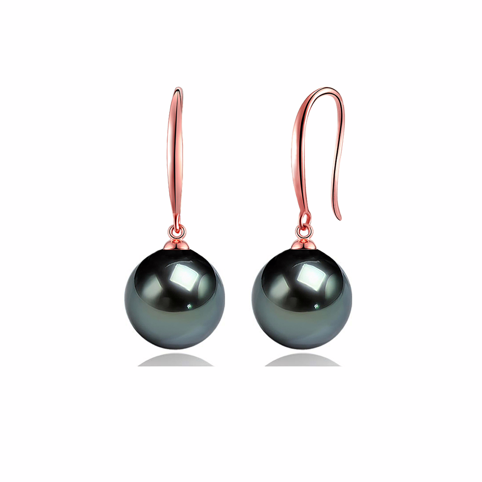 9.0mm AAA Schwarze Tahiti Perlen Ohrringe hängend – Bild 3