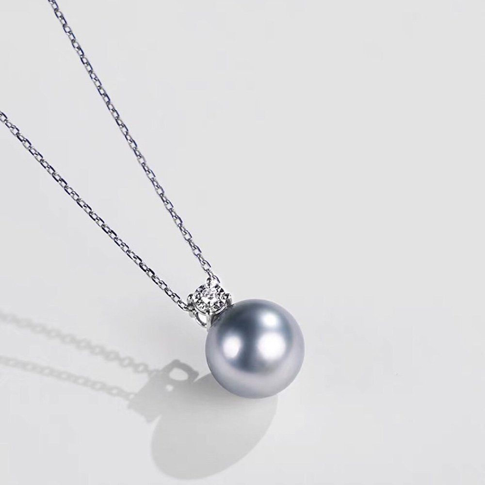 silbergrau Tahiti Perlen Anhanger mit diamanten