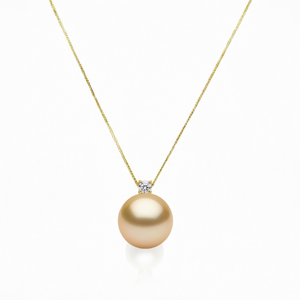 10mm Südsee Perle Anhänger mit 750er Gelbgold und Diamanten