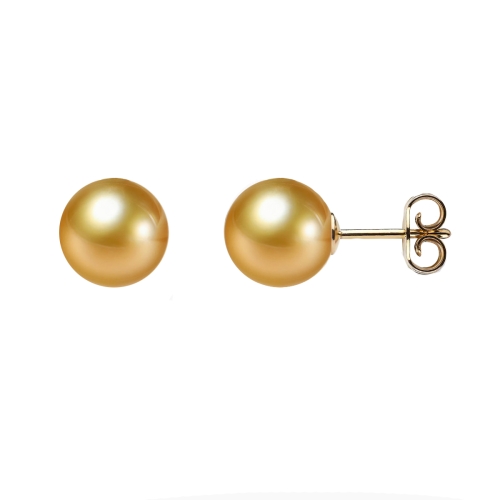 Gold Südsee Perlen Ohrstecker 8mm mit 18k Gelb Gold neu