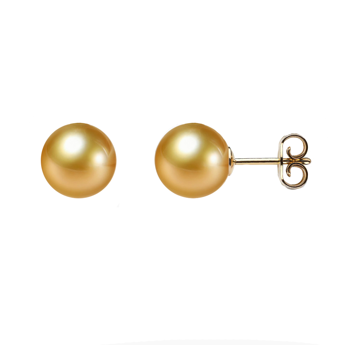 Gold Südsee Perlen Ohrstecker 8mm mit 18k Gelb Gold neu