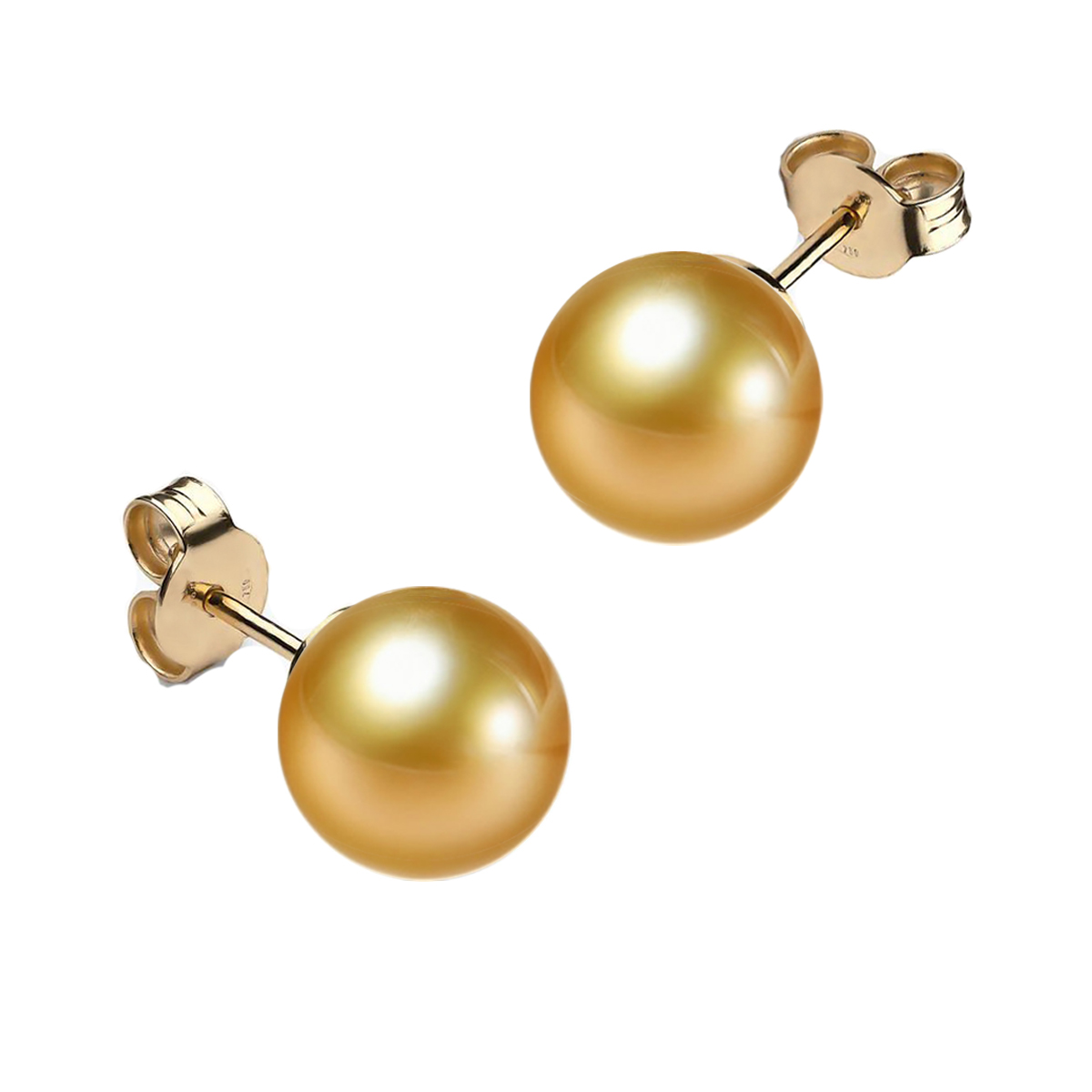 Gold Südsee Perlenohrstecker 13-14mm mit 18k Gelbgold