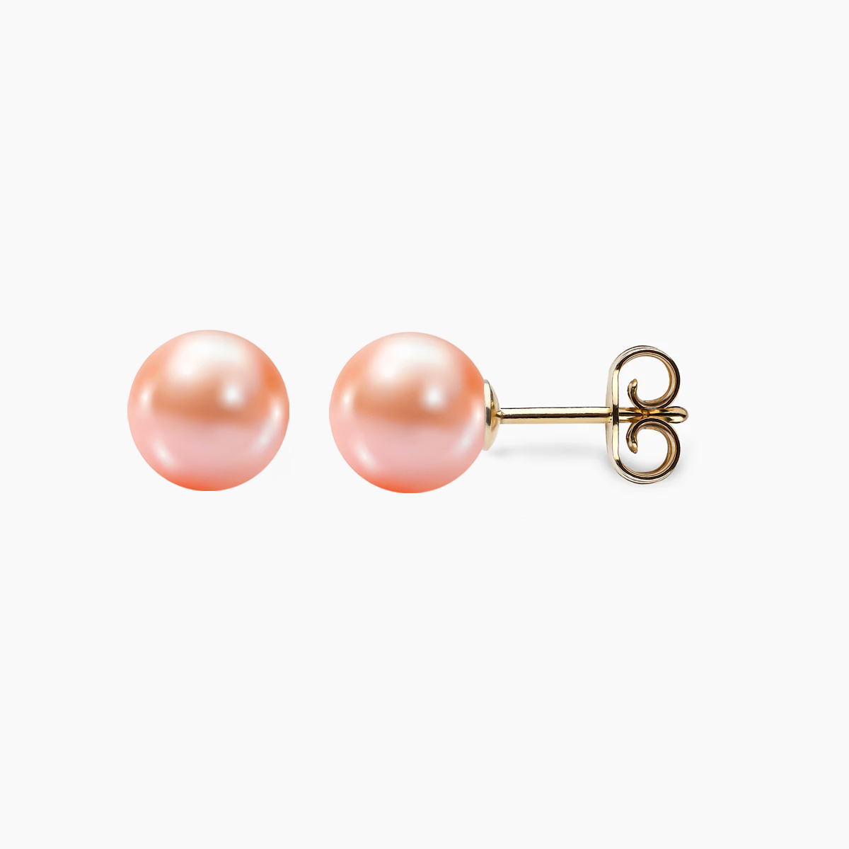 Süßwasser Perlen Ohrstecker 7.5-8mm rosa - aus gelbgold